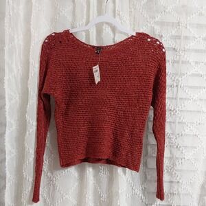 Cropped Express crochet Long Sleeve sweater size small‎ new with tags
